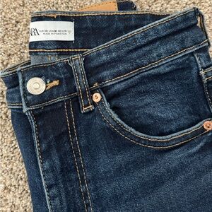 Zara ultra high waist stretchy skinny jeans in deep blue size 6